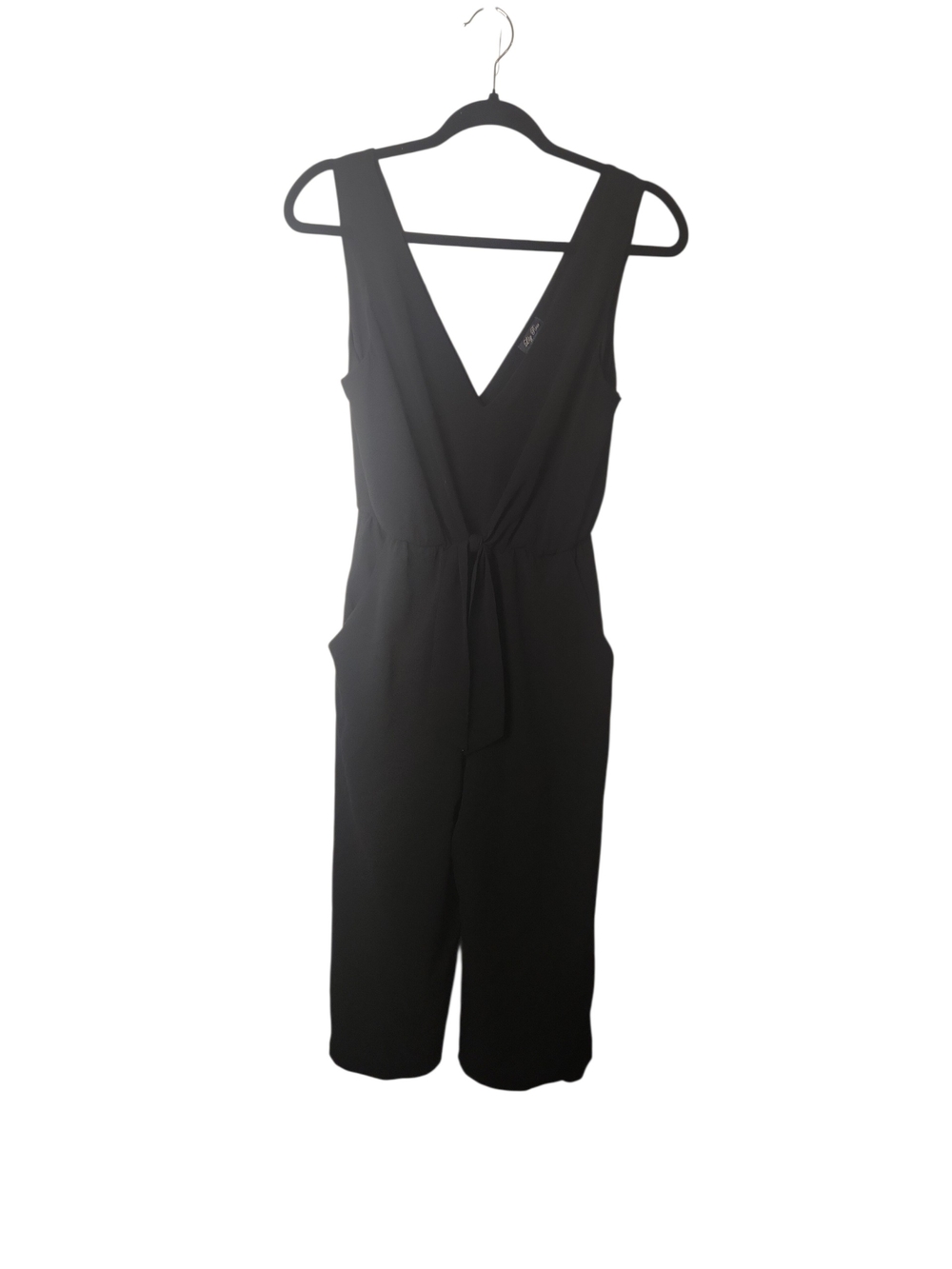 Lily Rose Black Boho Sleeveless V-Neck Wide Leg Jumpsuit with Tie Waist Size S